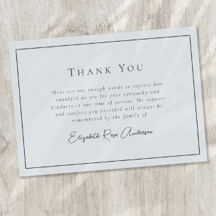 Minimalist Bereavement Funeral Thank You Card