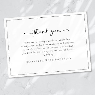 Minimalist Bereavement Funeral Thank You Card