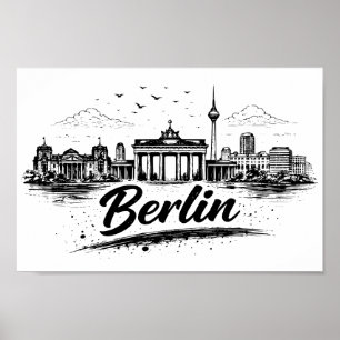 Minimalist Berlin Germany Cityscape Art Poster