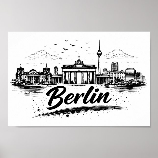 Minimalist Berlin Germany Cityscape Art Poster (Front)