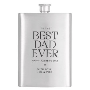 Minimalist Best Dad Ever Modern Father's Day Hip Flask