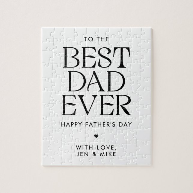 Minimalist Best Dad Ever Modern Father's Day Jigsaw Puzzle (Vertical)