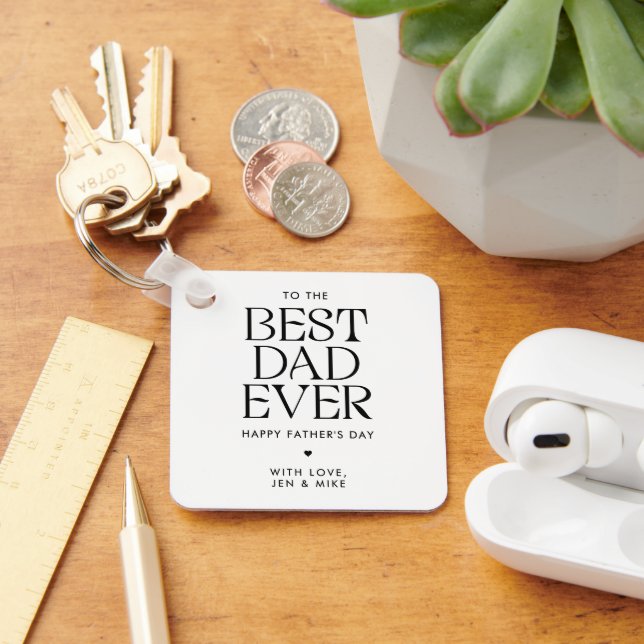 Minimalist Best Dad Ever Modern Father's Day Key Ring (Desk)