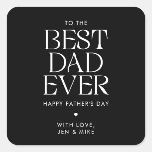 Minimalist Best Dad Ever Modern Father's Day Square Sticker