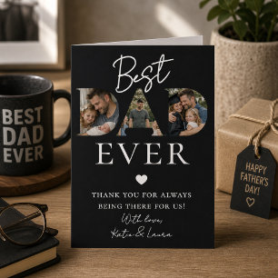 Minimalist Best Dad Ever Photo Collage Fathers Day Card