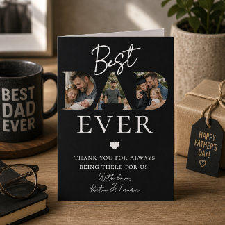 Minimalist Best Dad Ever Photo Collage Fathers Day Card