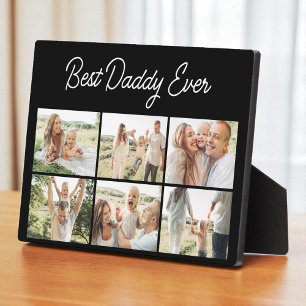 Minimalist Best Daddy Ever Custom 6 Photo Collage Plaque