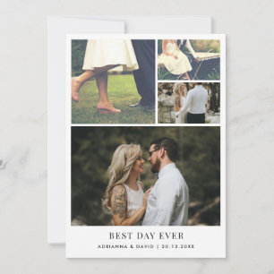 Minimalist Best Day Ever Couple Photo Wedding Thank You Card