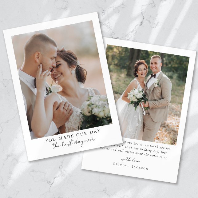 Minimalist Best Day Ever Photo Wedding Thank You Card (Creator Uploaded)
