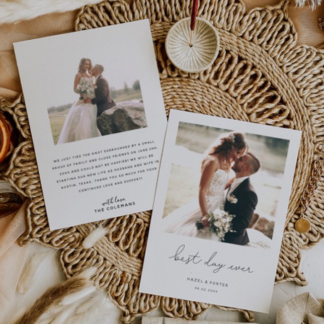 Minimalist Best Day Ever Wedding Photo Announcement (Creator Uploaded)
