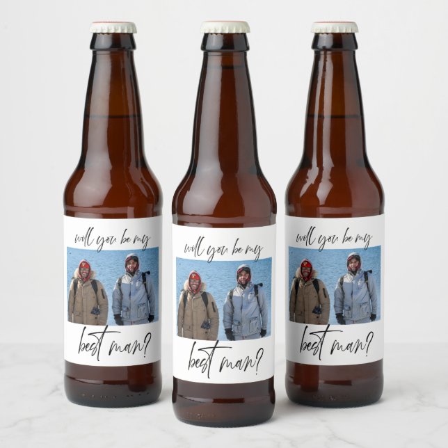 Minimalist Best Man Proposal  Beer Bottle Label (Bottles)