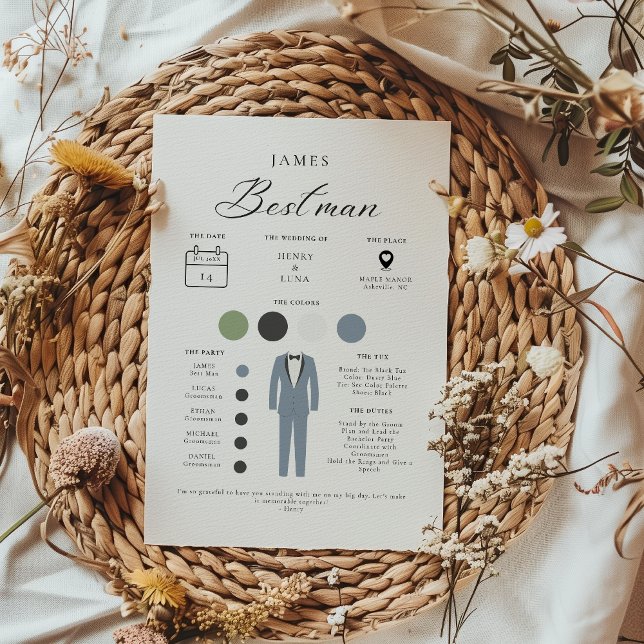 Minimalist Best Man Wedding Info Card (Creator Uploaded)