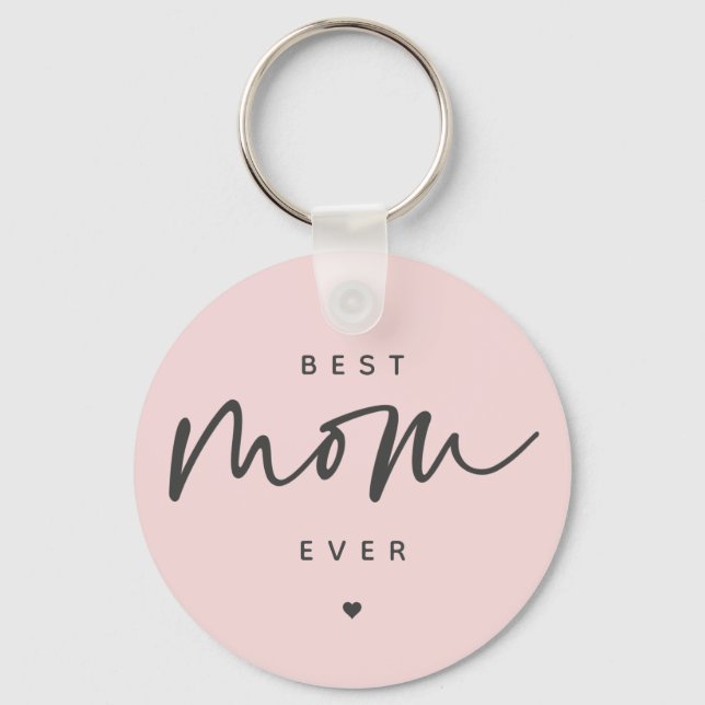 Minimalist Best Mom Ever elegant Script Typography Key Ring (Front)