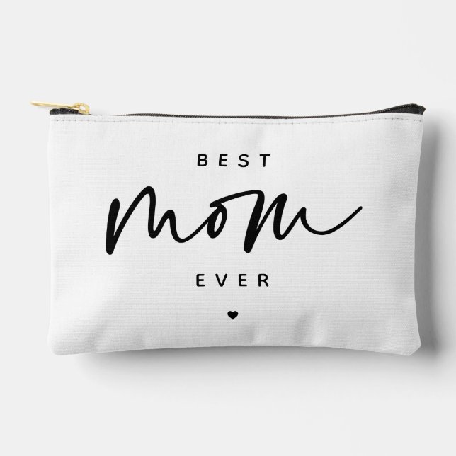Minimalist Best Mum Ever elegant Script Typography Accessory Pouch (Front)