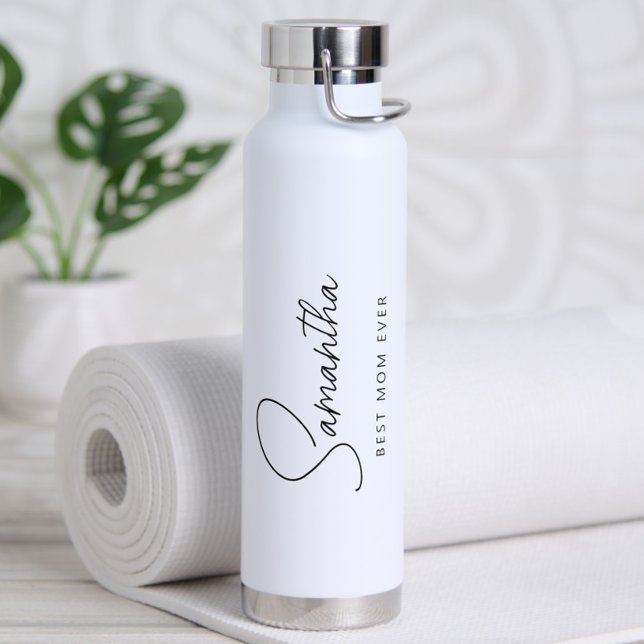 Minimalist Best Mum Ever Water Bottle (Minimalist Personalized Best Mom Ever Water Bottle, Simple Modern Chic Trendy, Mother's Day Gift)