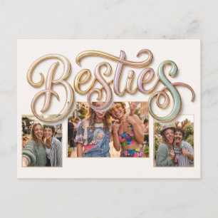 Minimalist Besties Multi-Photo Collage Design Holiday Postcard