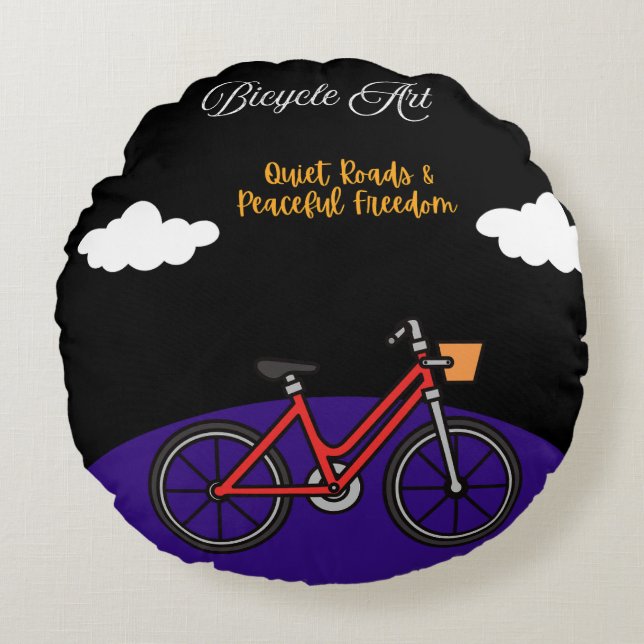 Minimalist Bicycle Art Design Round Cushion (Front)