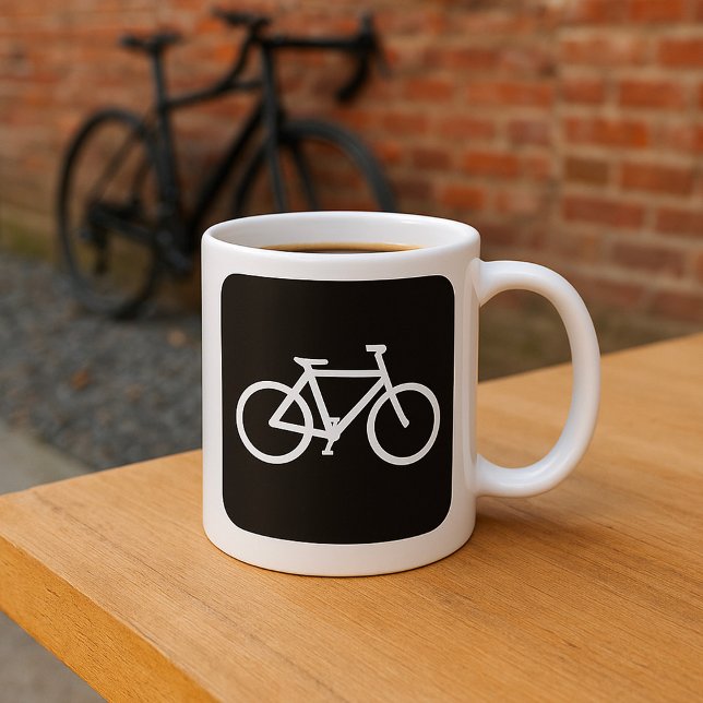 Minimalist Bicycle Black and White Bike Symbol Coffee Mug (Creator Uploaded)