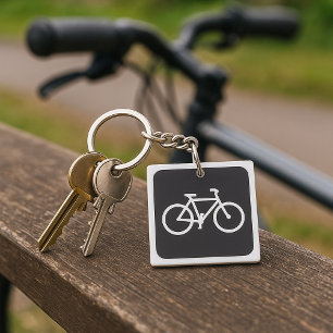 Minimalist Bicycle Black and White Bike Symbol Key Ring