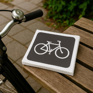 Minimalist Bicycle Black and White Bike Symbol Napkin