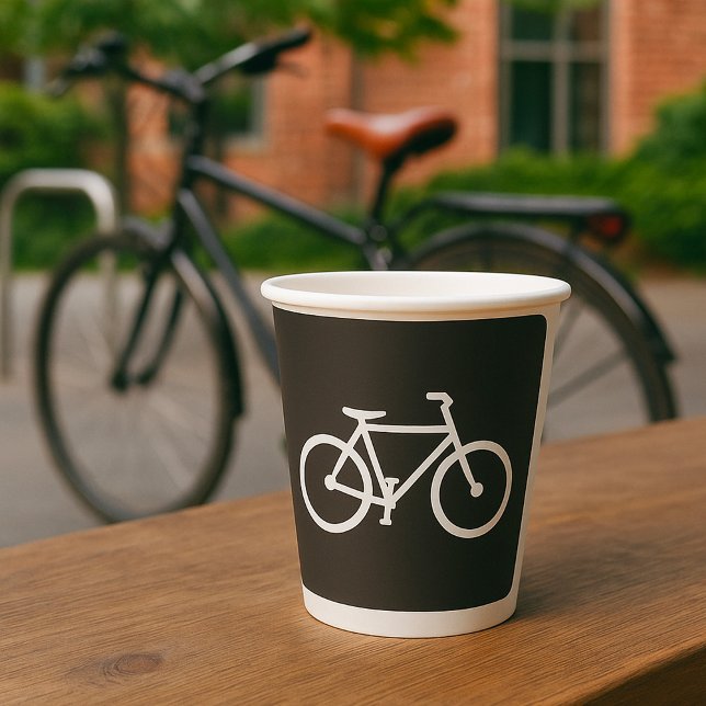 Minimalist Bicycle Black and White Bike Symbol Paper Cups (Creator Uploaded)