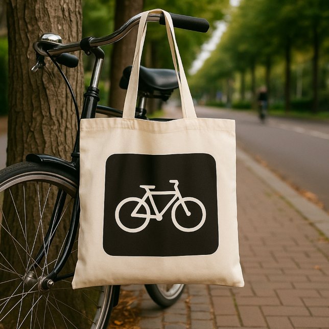 Minimalist Bicycle Black and White Bike Symbol Tote Bag (Creator Uploaded)