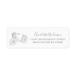 Minimalist Bicycle Line Drawing Return Address Label