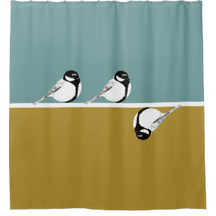 Minimalist Bird Design Shower Curtain