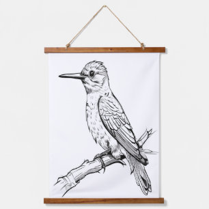 Minimalist Bird Illustration Line Art Hanging Tapestry
