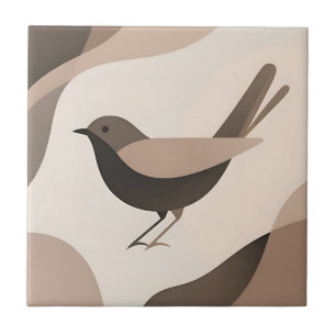 Minimalist Bird Neutral Tones Abstract Nature Ceramic Tile