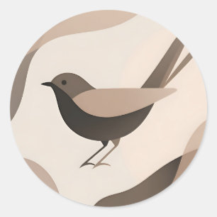 Minimalist Bird Neutral Tones Abstract Nature Classic Round Sticker