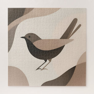 Minimalist Bird Neutral Tones Abstract Nature Jigsaw Puzzle