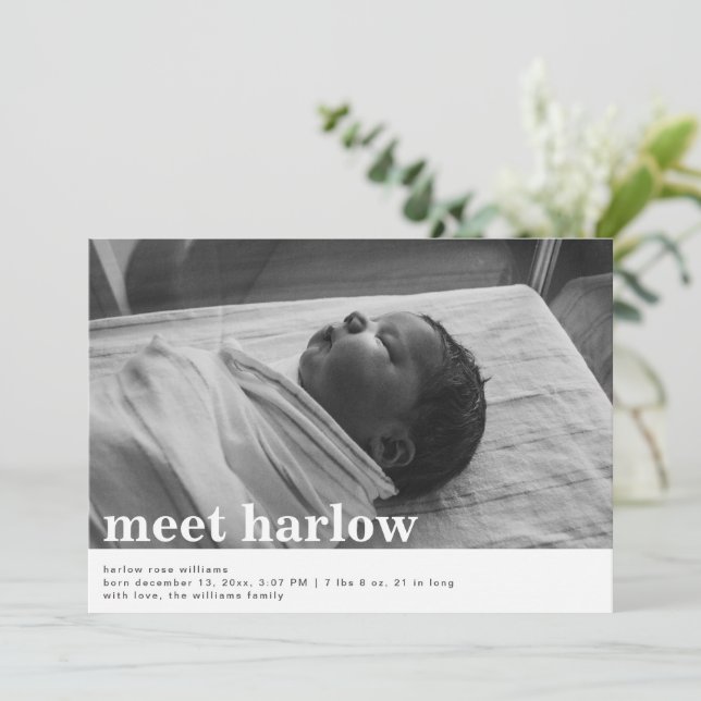 Minimalist Birth Announcement | Birth Announcement (Standing Front)