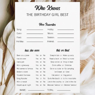 Minimalist Birthday Girl Best Game Birthday Party Invitation