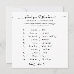 Minimalist Birthday Girl Interview Game Activity