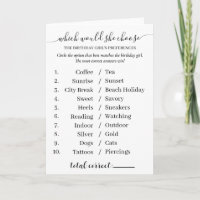 Minimalist Birthday Girl Interview Game Activity