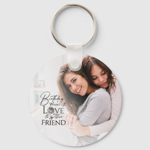Minimalist Birthday Lettering Friend Photo Frame Key Ring