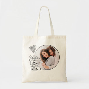 Minimalist Birthday Lettering Friend Photo Frame Tote Bag
