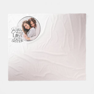 Minimalist Birthday Photo Calligraphy Sister  Fleece Blanket