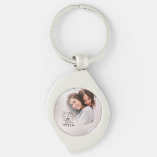 Minimalist Birthday Photo Calligraphy Sister  Key Ring