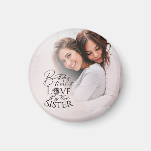 Minimalist Birthday Photo Calligraphy Sister Magnet