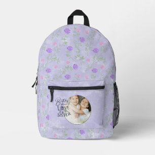 Minimalist Birthday Photo Calligraphy Sister  Printed Backpack