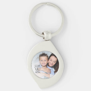 Minimalist Birthday Photo Frame Calligraphy Mom Key Ring