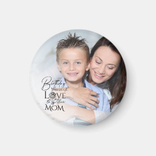 Minimalist Birthday Photo Frame Calligraphy Mom Magnet