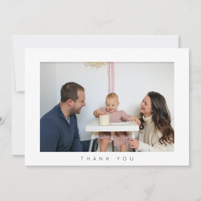 Minimalist Birthday Thank You Photo Card (Front)