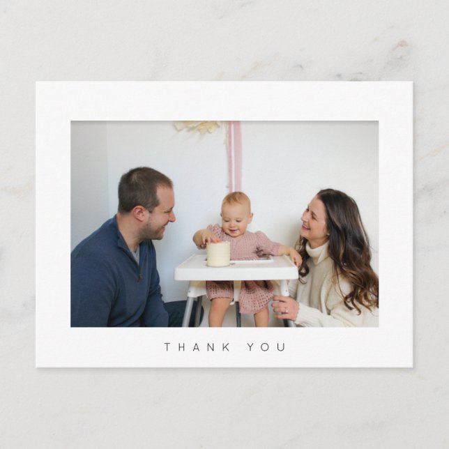 Minimalist Birthday Thank You Photo Postcard (Front)