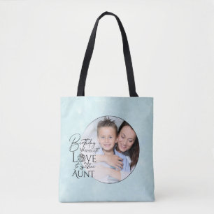 Minimalist Birthday Typography Photo frame Aunt Tote Bag
