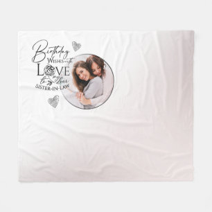 Minimalist Birthday Typography Photo Sister-In-Law Fleece Blanket