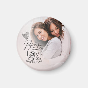 Minimalist Birthday Typography Photo Sister-In-Law Magnet