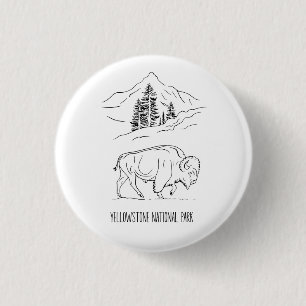 Minimalist Bison in Mountain Landscape Shirt 3 Cm Round Badge